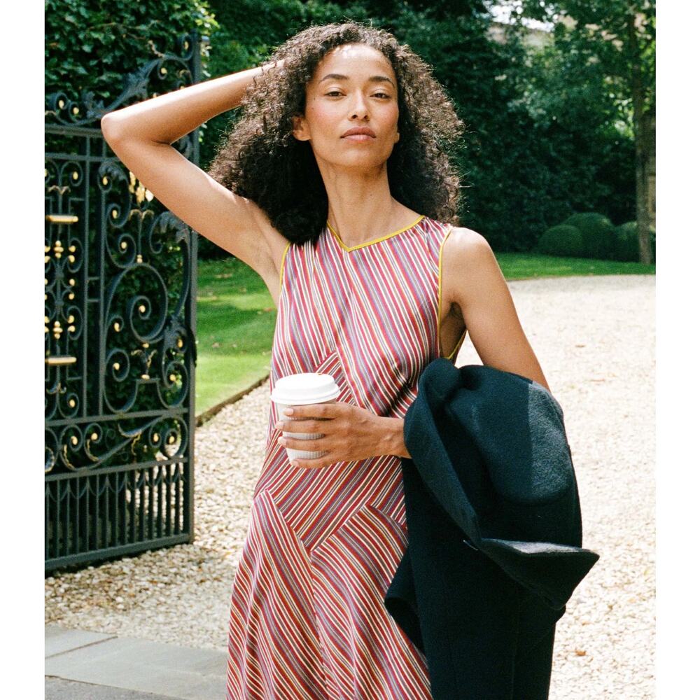 “rare” doen adelana silk dress le marais stripe XL - Picture 5 of 11